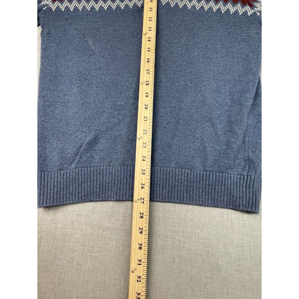 Izod Men's Blue Multicolor Button Mock Neck Knit Long Sleeve Sweater Medium USED - Picture 4 of 6